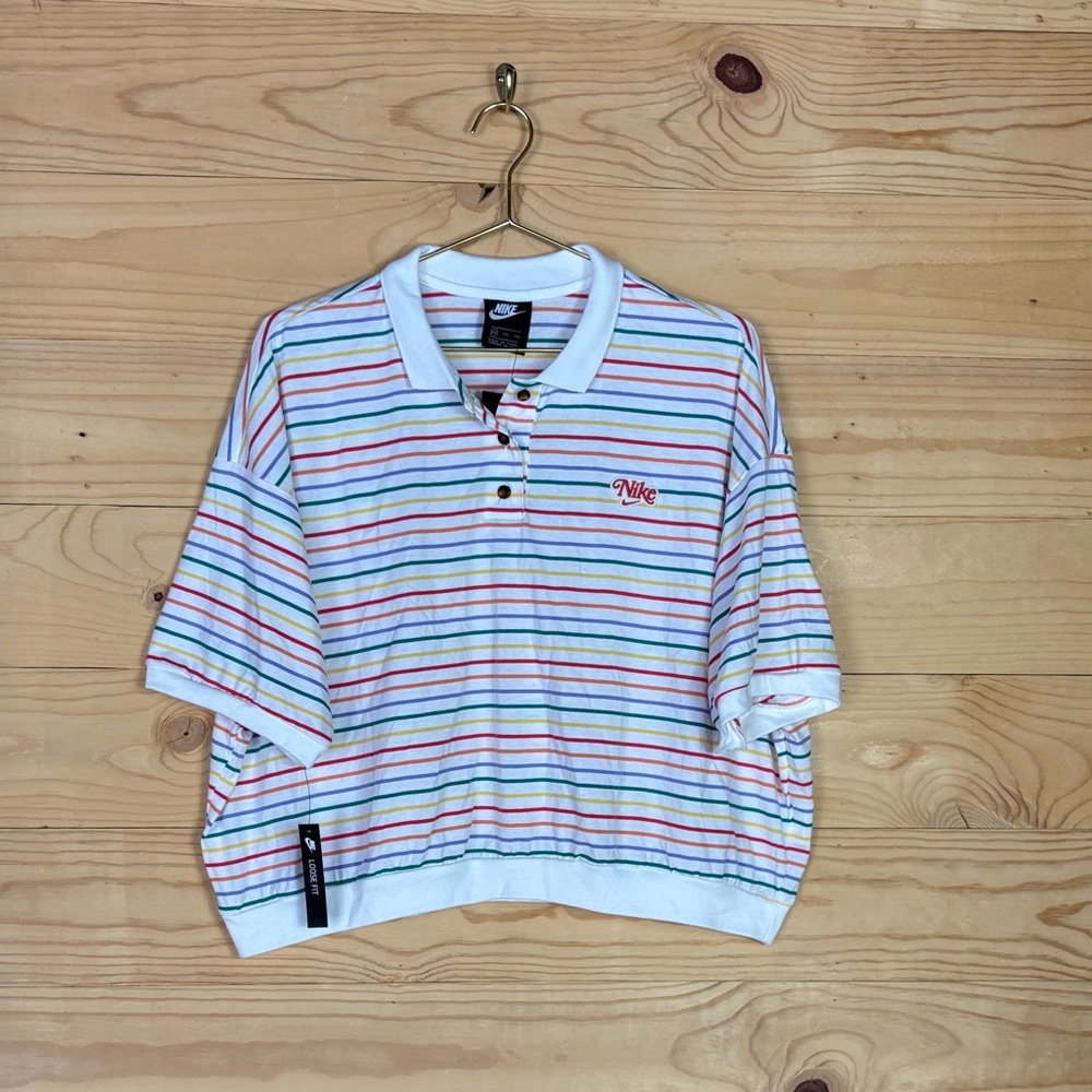 NWT Nike Rainbow‎ multi stripe cropped polo